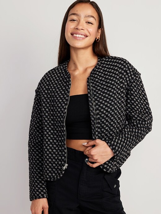 Black quilted bomber best sale