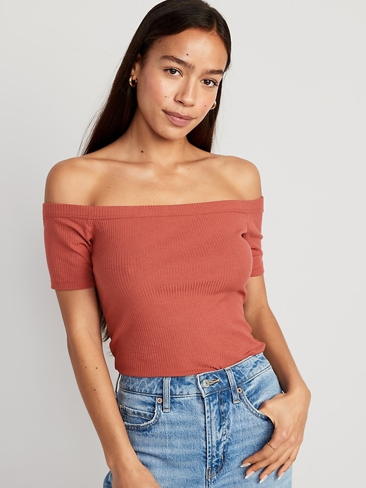 Fitted Off-The-Shoulder T-Shirt | Old Navy