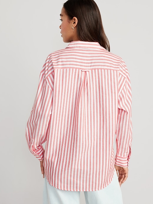 Chemisier Marlboro Classics Femme Taille S (36/38) - Blanc Rayé Rose, Manches Longues, Brodé, Occasion Bon état