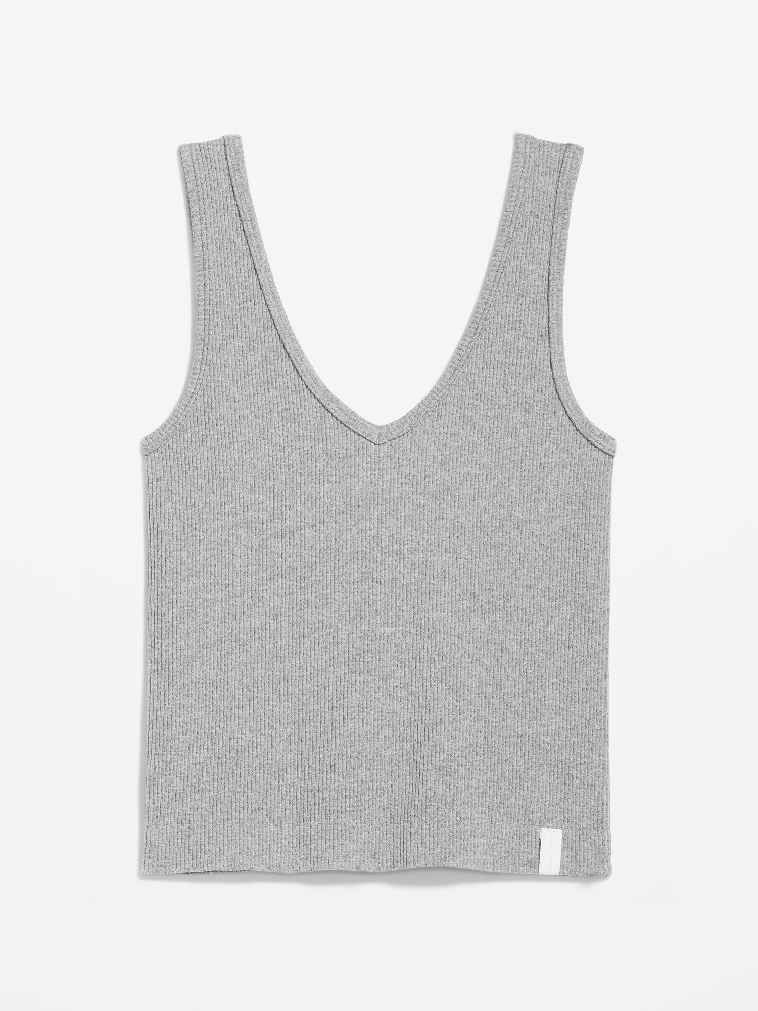 Seamless Ribbed V Neck Cropped Tank Top - Heather