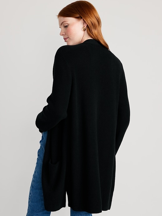 Image number 2 showing, Textured Long-Line Open-Front Sweater for Women