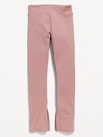 View large product image 3 of 3. High-Waisted Full-Length Side-Split Ribbed Leggings for Girls