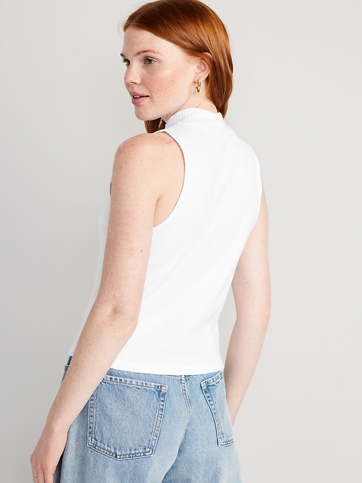 Fitted Sleeveless Mock-Neck Top