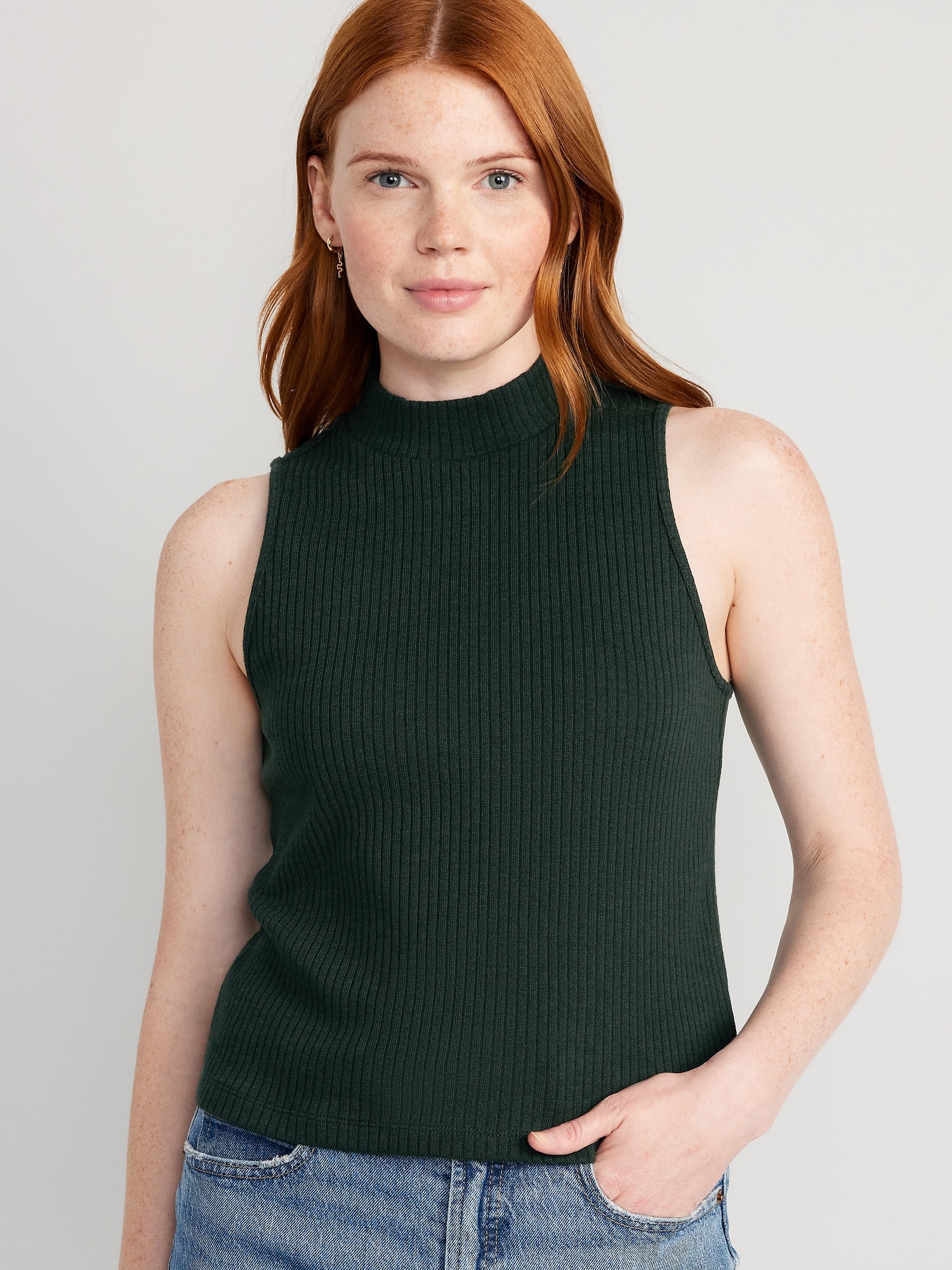 Fitted Sleeveless Mock-Neck Top for Women | Old Navy