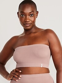 Rib-Knit Seamless Bandeau Bralette Top