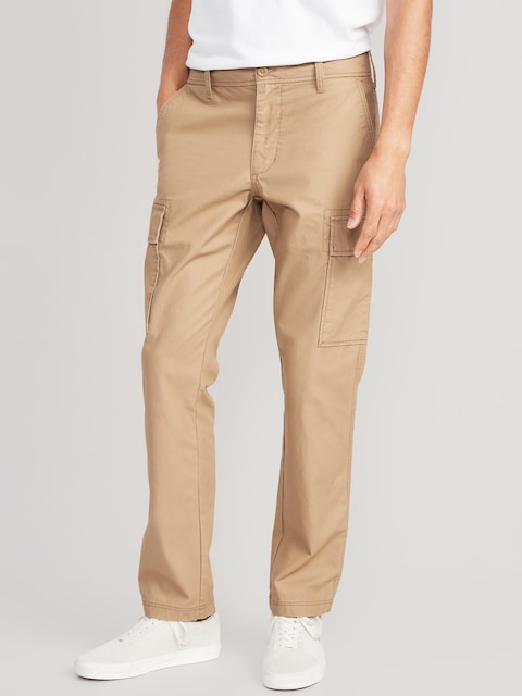 Straight Oxford Cargo Pants - Beige