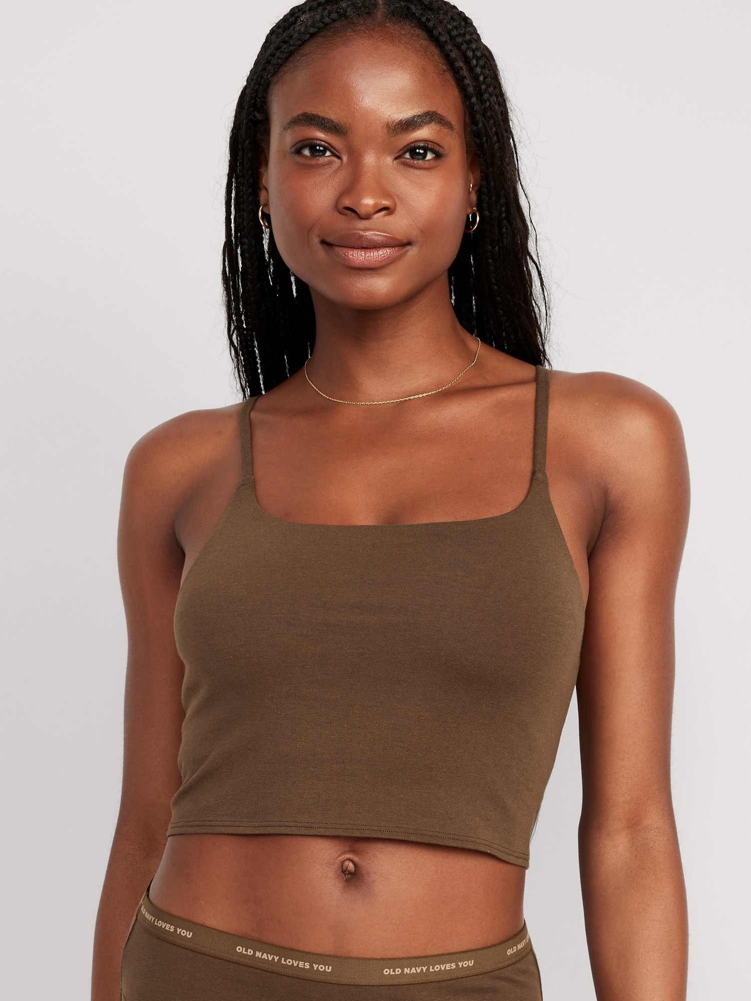 Skins Solid Non Padded Non-Wired Scoop Neck Cami Bra - Caramel