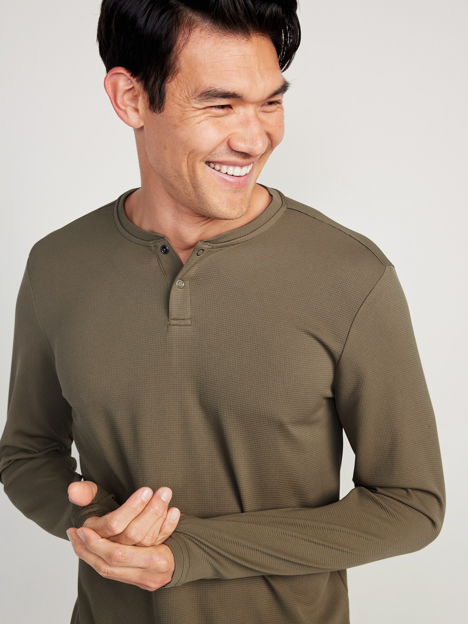 Long Sleeve Thermal Knit Performance Henley Old Navy
