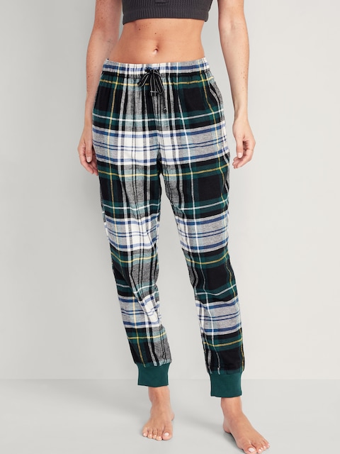 PANTALON DE PYJAMA DE STYLE JOGGING EN FLANELLE À IMPRIMÉ POUR FEMME