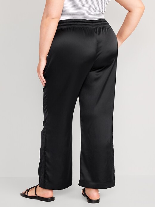 Mid-Rise Wide-Leg Satin Track Pants | Old Navy