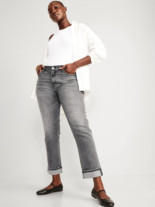 Old Navy — Mid-Rise Boyfriend White Jeans For Women • Jeans blancos para  mujer •