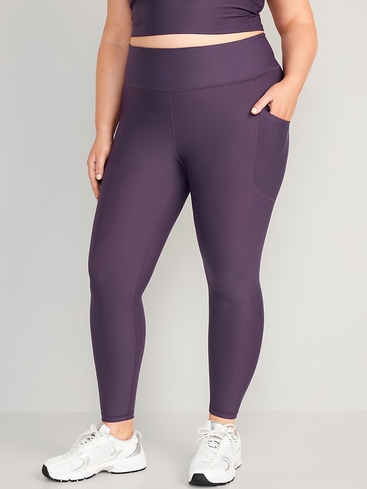 DSG Womens Performance Leggings Purple High Rise Stretch 7/8 Pockets Small