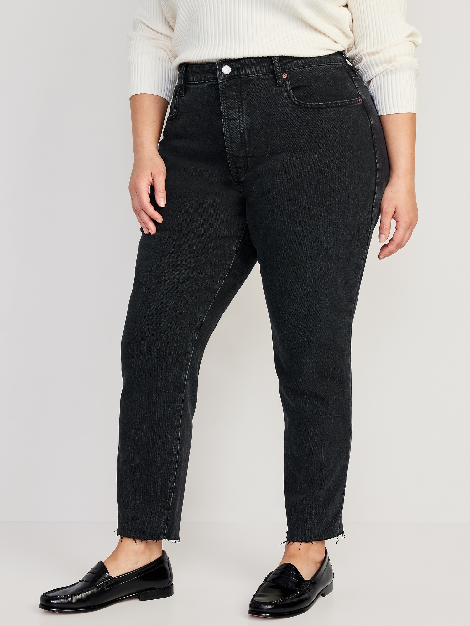 Curvy High-Waisted Button-Fly OG Straight Cut-Off Jeans for Women