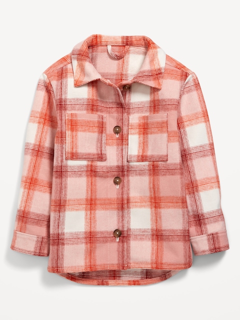 VESTE-CHEMISE TUNIQUE SURDIMENSIONNÉE EN TISSU SOYEUX BROSSÉ À CARREAUX POUR FILLE