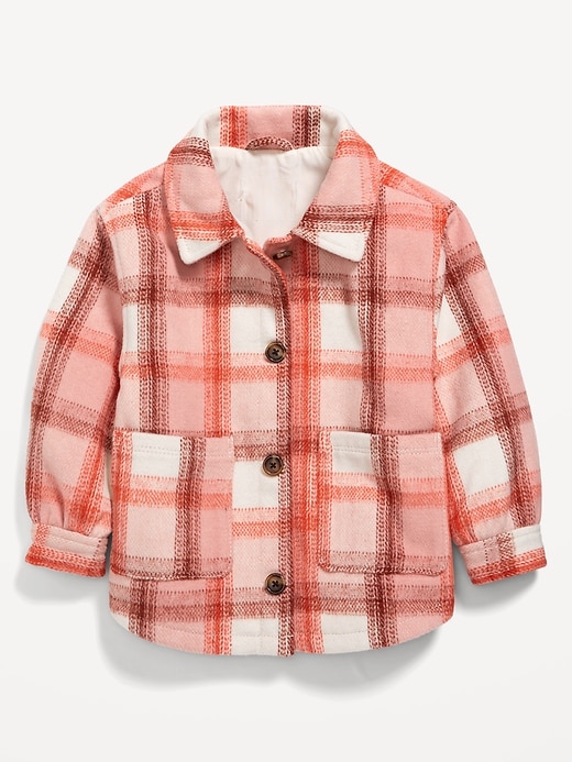 View large product image 1 of 2. Soft-Brushed Plaid Shacket for Toddler Girls