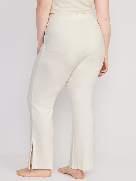 Image number 8 showing, High-Waisted Rib-Knit Split Flare Lounge Pants