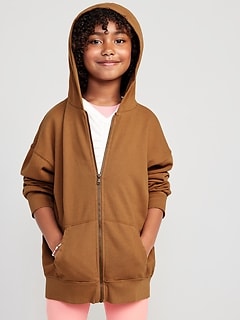 French Terry Zip Tunic Hoodie for Girls