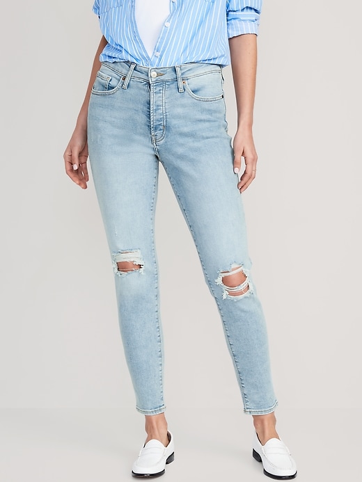 Image number 1 showing, High-Waisted OG Straight Ripped Ankle Jeans