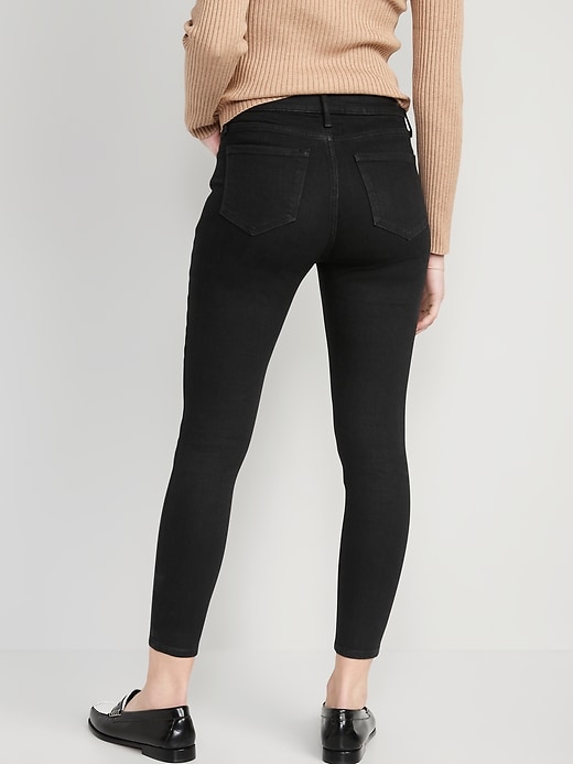Image number 2 showing, High-Waisted Wow Super-Skinny Black-Wash Ankle Jeans