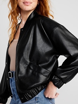 Faux-Leather Bomber Jacket | Old Navy