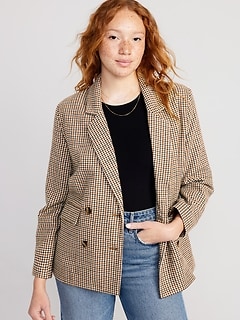 Double-Breasted Textured Blazer