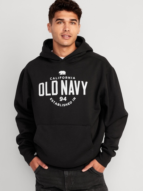 Oversized Logo Pullover Hoodie for Men