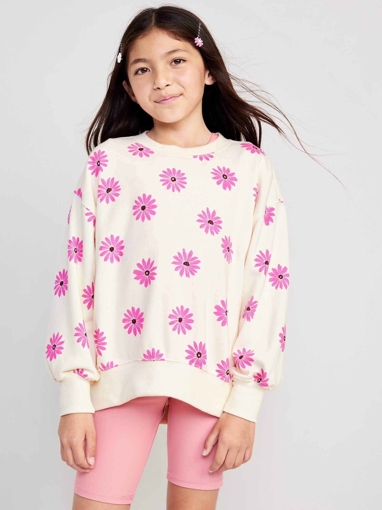 Slouchy Crew Neck Graphic Sweatshirt for Girls Old Navy