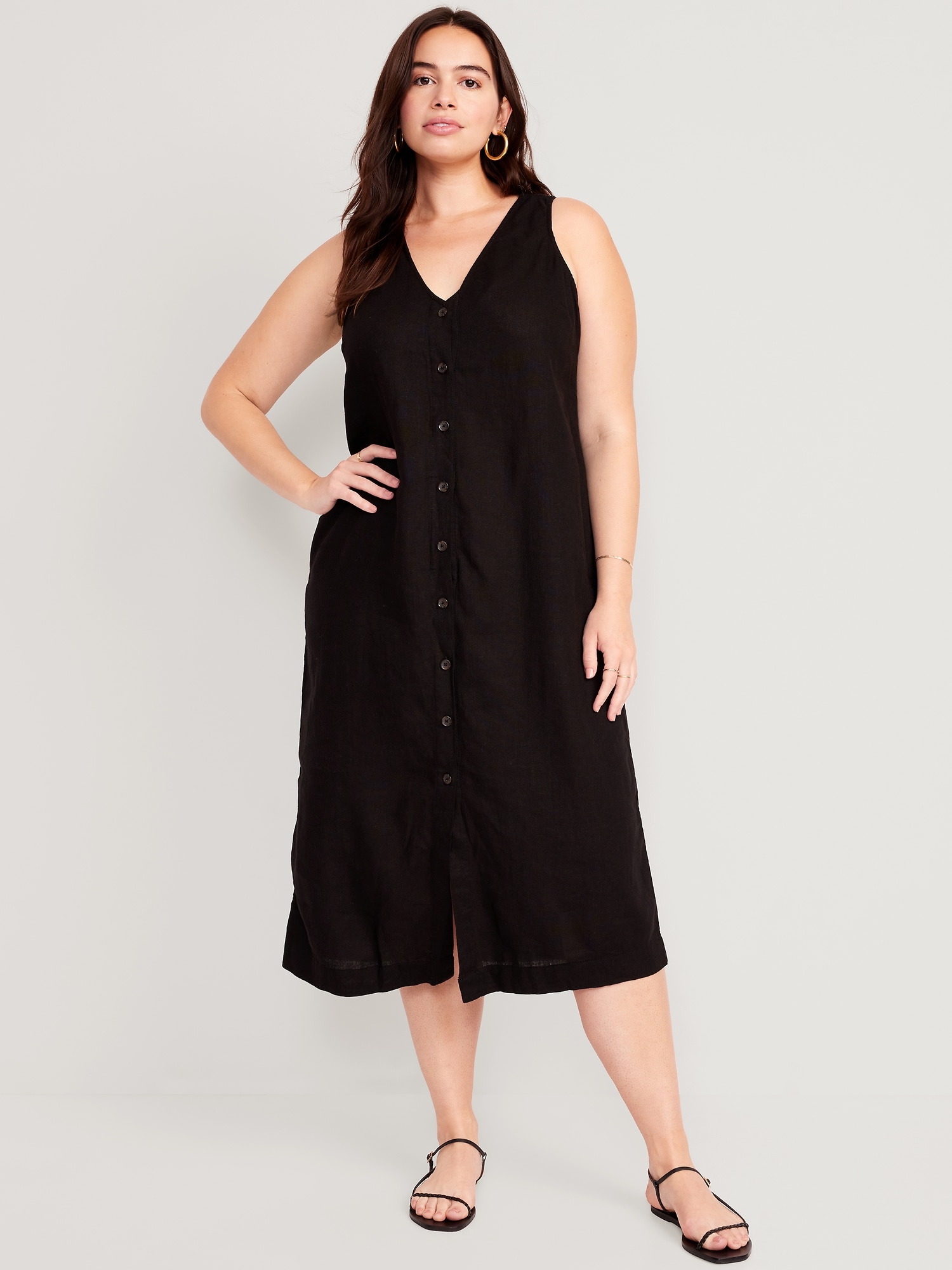 Plus size button front hot sale dress