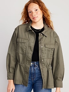 Cinched-Waist Utility Jacket for Women
