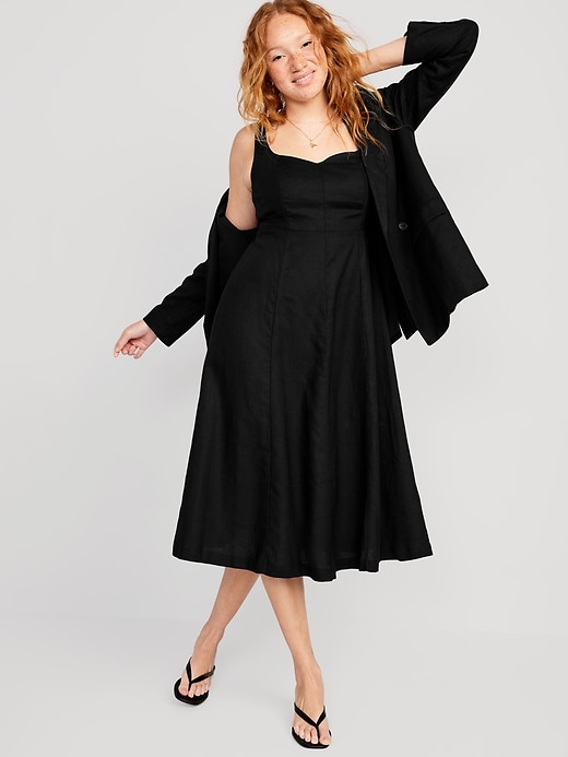 Fit & Flare Linen-Blend Cami Midi Dress | Old Navy Fit & Flare Linen-Blend Cami Midi Dress | Old Navy