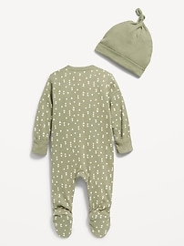 Image number 2 showing, Unisex Sleep & Play 2-Way-Zip Footed One-Piece and Beanie Layette Set for Baby