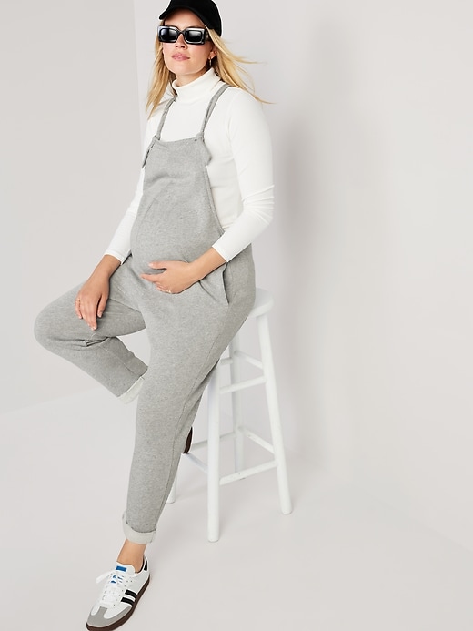 Image number 6 showing, Maternity Knotted-Strap Fleece Overalls