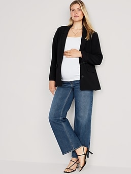 8953# Autumn Fashion Denim Maternity Straight Long Jeans Wide Leg Loose  belly Pants Clothes for Pregnant Women Pregnancy Casual