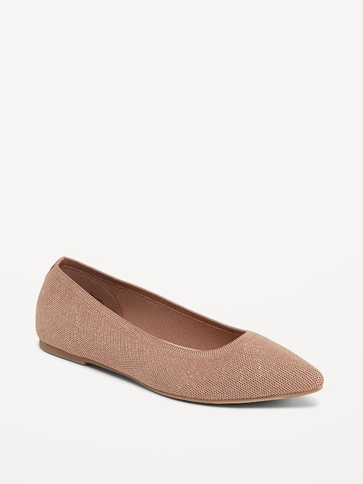 Image number 1 showing, Soft-Knit Pointed-Toe Ballet Flats