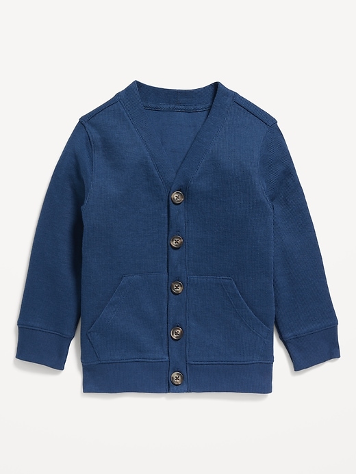 Button Front French Rib Cardigan Sweater for Toddler Boys