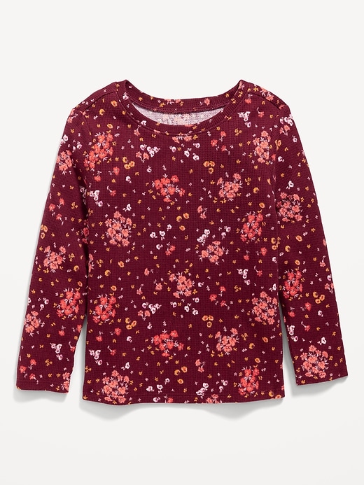 Image number 1 showing, Printed Long-Sleeve Thermal-Knit T-Shirt for Toddler Girls