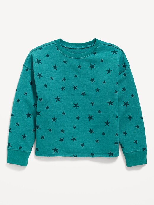 1 of 8 showing, with the color Oceanside of product Vintage Printed Slouchy Crew-Neck Sweatshirt for Girls