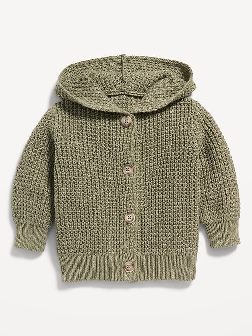 Hooded Button Front Knit Cardigan for Baby