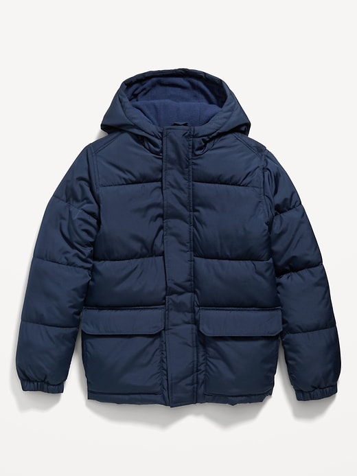 TBFD06150: Boys Black Longline Puffer Jacket/Coat (5-12 Years)