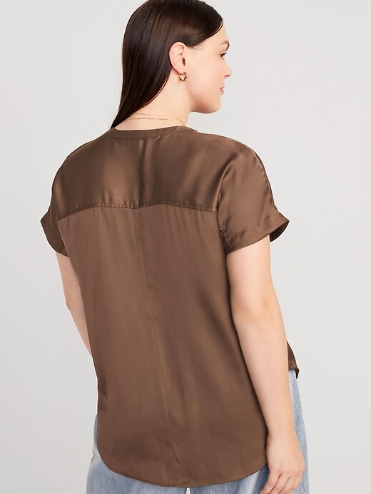 Image number 6 showing, Dolman-Sleeve Satin Shirt