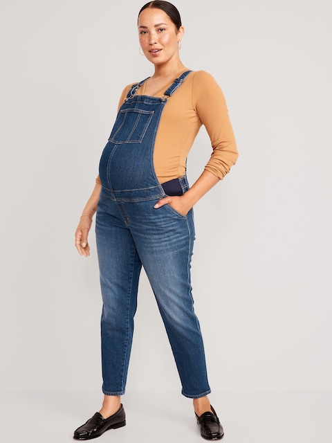 Salopette OG droite en denim à panneaux latéraux de Maternité