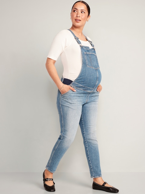 Salopette OG droite en denim à panneaux latéraux de Maternité