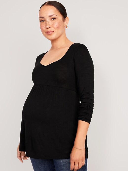 Maternity Long-Sleeve Slub-Knit Peplum Top Old Navy
