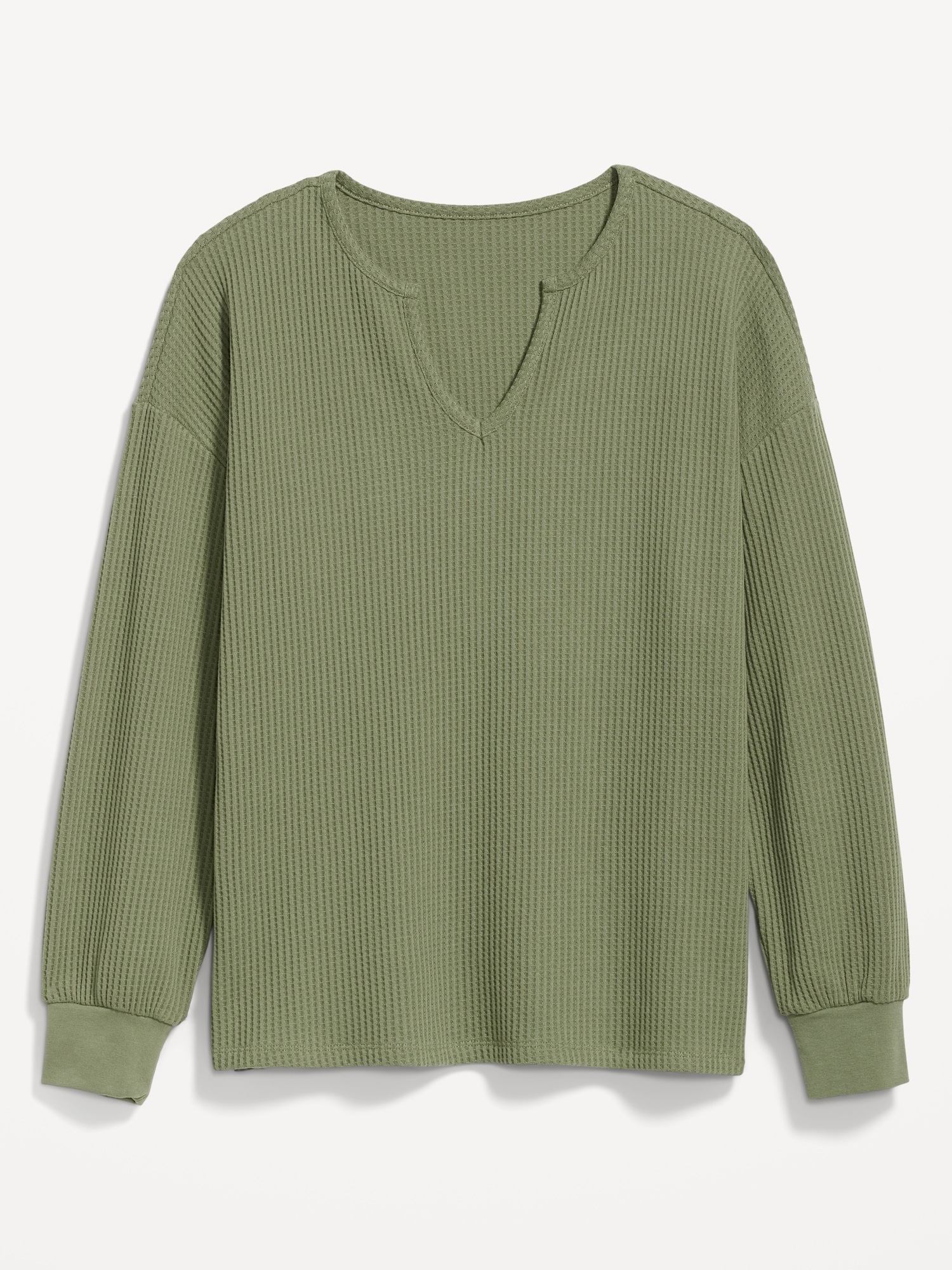 CHASER Sage Green Waffle-Knit Button-Accent Sleeve Women's