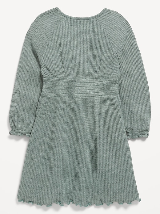 View large product image 2 of 2. Waffle-Knit Ruffle-Trim Dress for Toddler Girls
