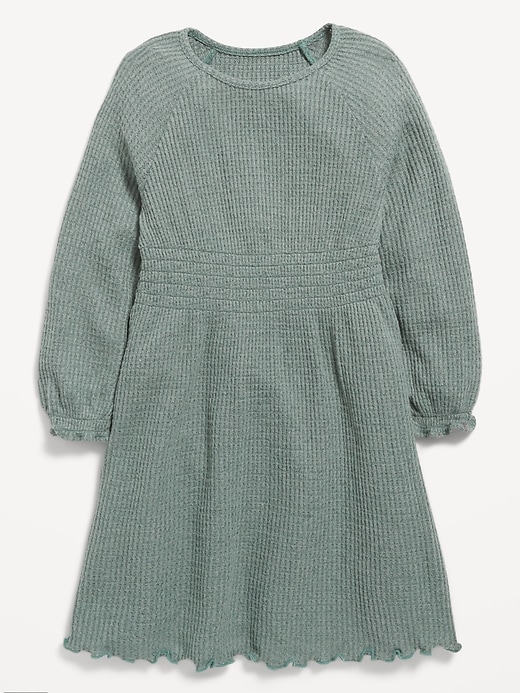 View large product image 1 of 2. Waffle-Knit Ruffle-Trim Dress for Toddler Girls