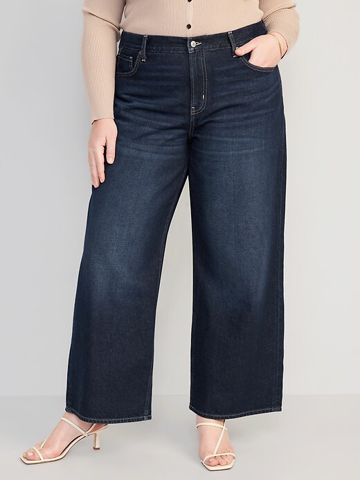 Mid-Rise Baggy Wide-Leg Non-Stretch Jeans for Women | Old Navy