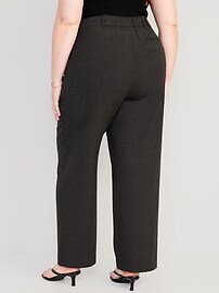 Extra High-Waisted Pleated Taylor Wide-Leg Trouser Suit Pants for