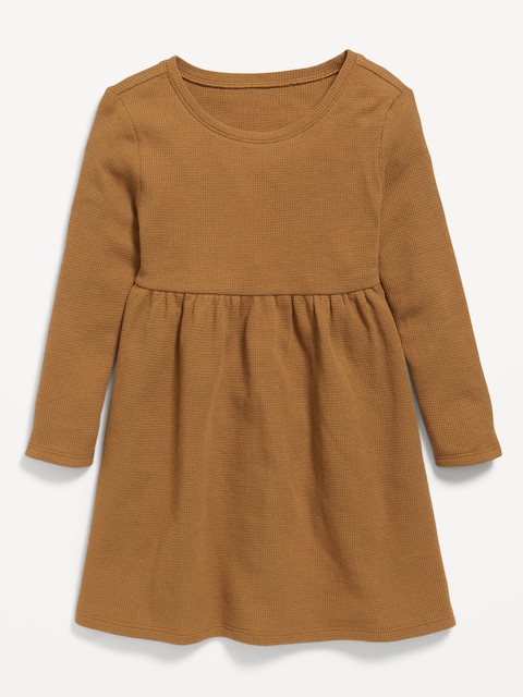 Fit & Flare Thermal-Knit Dress for Toddler Girls - Spiced Saffron