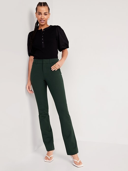 Curvy pants with high waist, Dark Green